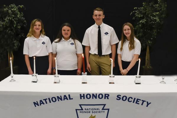 The 10th annual NJHS Induction was led by officers Brandi Musser (historian), Darcy Luedke (treasurer), Travis Woodley (president) and Peyton Weaver (secretary). CONTRIBUTED PHOTO