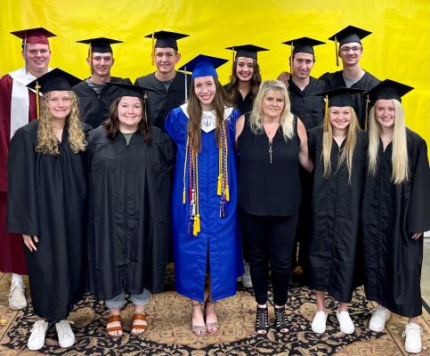 Students from Ms. Finley’s 2008 class returned ahead of their 2021 high school graduations. Pictured from left to right in the back row are Bryce Somer, Tyler Hennessey, Rhys Reichardt, Ally Dickens, Brayden Ashorn and Jacob Gajewski. In the front row from the left are Maddie Manak, Haylee Reichle, Tess Dishaw, Tammy Finley, Montana Hicks and Ellie Haugen. CONTRIBUTED PHOTOS
