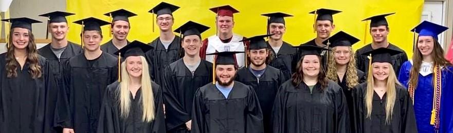 Students from Small World’s Class of 2008 returned to recreate graduation pictures ahead of their upcoming high school graduations. Pictured in the back row from the left are Tyler Hennessey, Brayden Ashorn, Jacob Gajewski, Bryce Somer, Blake Zaskoda, Rhys Reichardt and Lane Holley. In the middle row from the left are Ally Dickens, Grayson Brandes, Jackson Osborne, Colton Burch, Maddie Manak and Tess Dishaw. In the front row from the left are Ellie Haugen, Emanuel Avilez, Haylee Reichle and Montana Hicks.