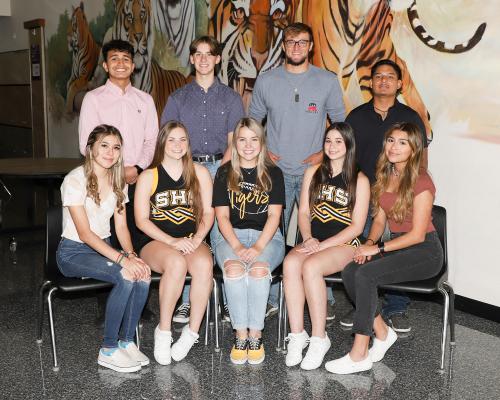 Pictured in the back row from the left are 2021 Homecoming King candidates Dario Picasso, Jacob Blaschke, Thomas Clark and Oswaldo Rodriguez. In the front row from the left are Homecoming Queen candidates Mercedes Lozano, Kenzie Kollmann, Karrigan Berry, Grace Tritico and Rosa Alvarez. Not pictured is King candidate Blake Masson.