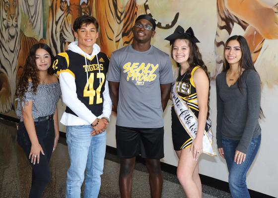 Sealy High School’s Duchesses and Dukes for 2021 Homecoming include sophomores Monica Rodriguez and Jay Aguado, juniors A'vonte Nunn and Valerie Hahn and freshmen Dominique Castillo and Tanner Mauney (not pictured).