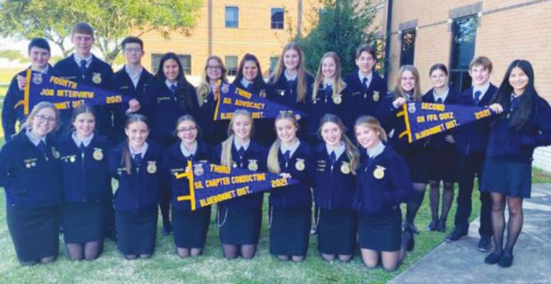 CONTRIBUTED PHOTO Brazos FFA members competed at the District LDE Nov. 13 and sent three teams to the Area Competition with top-three finishes including Greenhand Quiz, Senior Ag Advocacy and Senior Chapter Conducting.