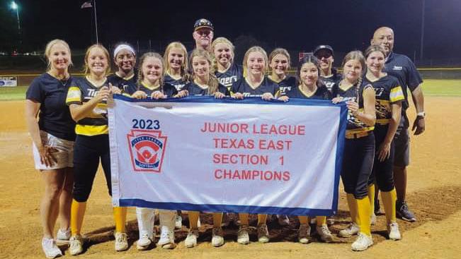 Girls softball cutline: Congrats to our Junior Girls District 13 Sectional Champs – team listed below in order by jersey number: #00 Eden Deimer, #10 Karly Kram, #21 Chloe Reynolds, #3 Cadie Neu #13, Kara Kram #27, Ava Carr #5, Kimberlee Aguirre #14, Avery Grigar #33, Jacie Kainer #07, Nathaly Velazquez #19, Jade Barton #44 and Julissa Olvera. Manager – Katy Grigar, Head Coach –Fabian Aguirre and Coach – Jason Kainer. CONTRIBUTED PHOTO