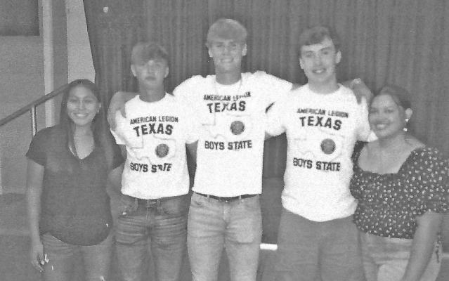 Students were recognized for their participation in Boys and Girls State programs. Left to right: Krystal Bludau, Tanner Ellis, Parker DeBerry, Brayton Beam and Valerie Munoz. CONTRIBUTED PHOTO