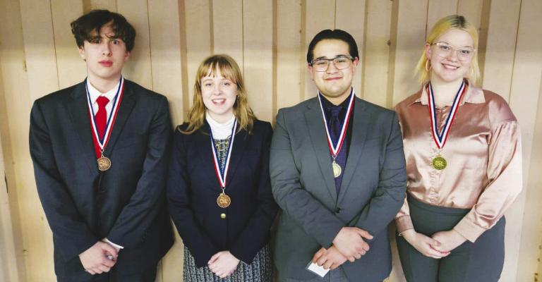 The Brazos High School debate team earned their ticket to the state CX debate tournament. Kade Vasquez and Hayden Smith placed 3rd at district and will be the state alternate. Fabian Castillo and Alexandria Taylor placed 1st. The state tournament is during spring break. COURTESY PHOTO