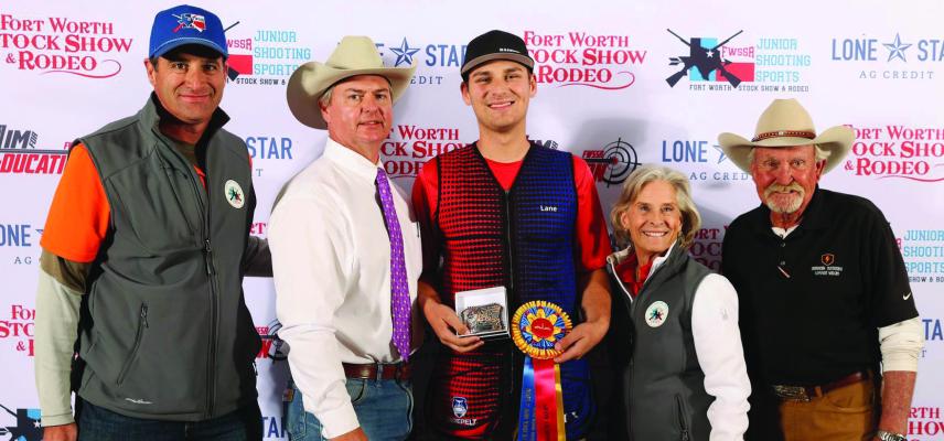 Left to Right: Mike Micallef, Senior Executive Vice President &amp; General Manager Matt Carter, Grand Overall &amp; Champion Senior Male - Lane Picklo, Austin County 4-H, Linda Halbouty, and Lonnie Mears.