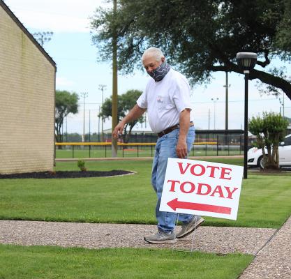 Pete Ladd was one of the voters to cast a ballot in the May 1 General Election at the Hill Center in Sealy Saturday morning. (Cole McNanna/Sealy News)