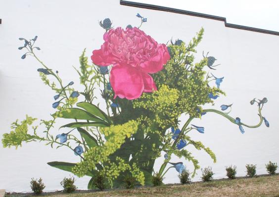 Mel Eason spent seven days transforming a blank canvas into a mural on the side of the Edward Jones building on the corner of Fowlkes and 2nd Streets in downtown Sealy. (Cole McNanna/Sealy News)
