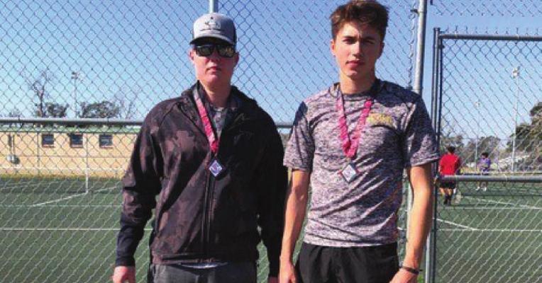 Hayden Havel and Colby Eschenburg opened their spring tennis seasons on a high note and earned second place in the A bracket from the Brazosport Tournament last Friday. CONTRIBUTED PHOTO