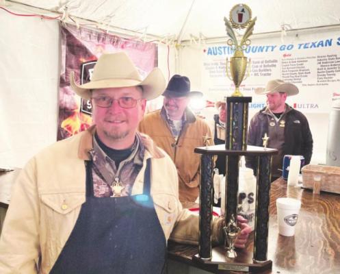 For the eighth time in the last 14 years, Austin County Go Texan’s Brent Jackson took home the Grand Champion trophy for the Bloody Mary competition at the Houston Livestock Show and Rodeo cookoff, Feb. 26. COLE McNANNA