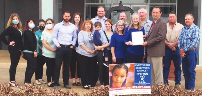 At Monday’s regular meeting of the Austin County Commissioners Court, a proclamation was read that honored April as Child Abuse Prevention Month and recognized Court Appointed Special Advocates (CASA) for Kids of South Central Texas. CONTRIBUTED PHOTOS tion was read that honored