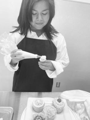 Sealy High School’s Mariana Ponce exhibits the piping technique that helped her win the category at the eighth annual Culinary Arts Career Conference (CACC) Culinary Competitions, offered to students by the Texas Food &amp; Wine Alliance (TFWA) earlier this month. CONTRIBUTED PHOTO