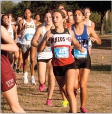 Brazos’ Lily Bertrand finished 33rd at the Coach Ed Cross Country Meet Saturday at Sealy High School. PHOTO BY JIMMY GALVAN