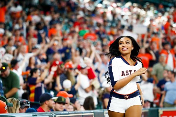 Shooting Star Ashley Byars is in her fourth year of cheering on the Major League Baseball team the Houston Astros. COURTESY PHOTO